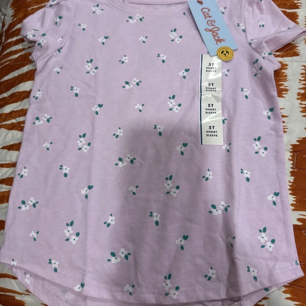 Cat & Jack Lavender Floral Short Sleeve Tee for Kids